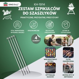 Szpikulce do grilla, zestaw- 4 szt, 35,8cm, stal nierdzewna, kinghoff, kh-1914
