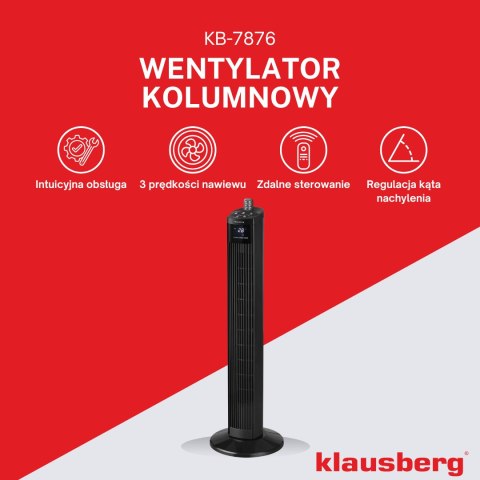 Wentylator kolumnowy z pilotem, czarny, 36 cal, klausberg