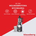 Wyciskarka wolnoobrotowa do owoców i warzyw, pionowa, szara, 180w, klausberg, kb-7881