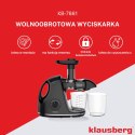 Wyciskarka wolnoobrotowa do owoców i warzyw, pozioma z uchwytem, 150w, czarna, klausberg, kb-7861