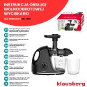 Wyciskarka wolnoobrotowa do owoców i warzyw, pozioma z uchwytem, 150w, czarna, klausberg, kb-7861