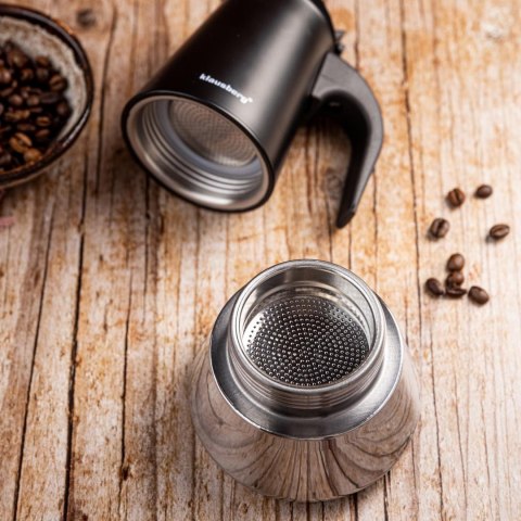 Zaparzacz do kawy espresso, stal nierdzewna, 4 filiżanki, czarny/srebrny, klausberg, kb-7844