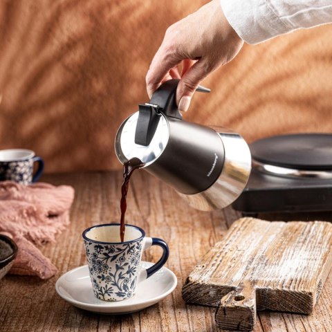 Zaparzacz do kawy espresso, stal nierdzewna, 4 filiżanki, czarny/srebrny, klausberg, kb-7844