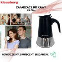 Zaparzacz do kawy espresso, stal nierdzewna, 4 filiżanki, czarny/srebrny, klausberg, kb-7844