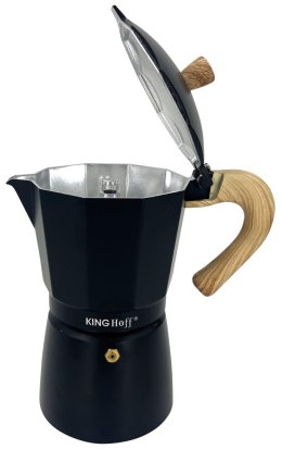 Zaparzacz do kawy espresso z aluminium, 6 filiżanek, czarny/drewnopodobny, kinghoff, kh-1886