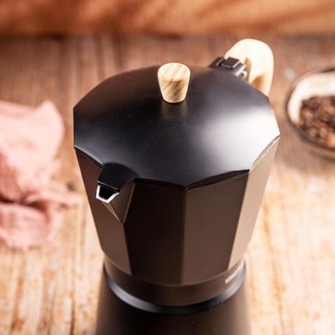 Zaparzacz do kawy espresso z aluminium, 6 filiżanek, czarny/drewnopodobny, kinghoff, kh-1886