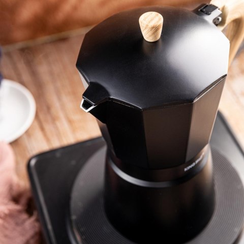 Zaparzacz do kawy espresso z aluminium, 6 filiżanek, czarny/drewnopodobny, kinghoff, kh-1886