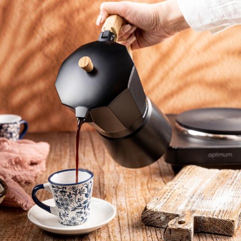 Zaparzacz do kawy espresso z aluminium, 6 filiżanek, czarny/drewnopodobny, kinghoff, kh-1886