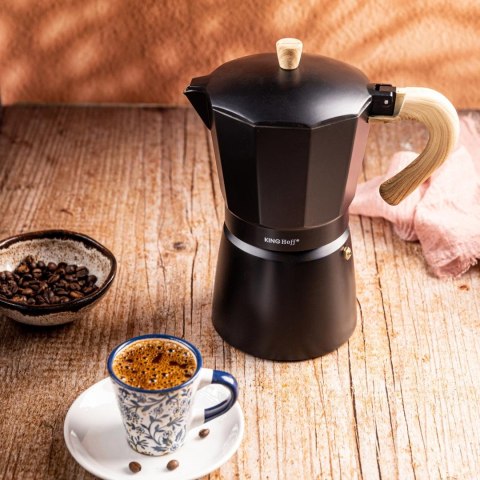 Zaparzacz do kawy espresso z aluminium, 6 filiżanek, czarny/drewnopodobny, kinghoff, kh-1886