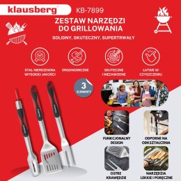 Zestaw do grillowania, 3 elementy, stal nierdzewna, uchwyt z tworzywa, klausberg, kb-7899