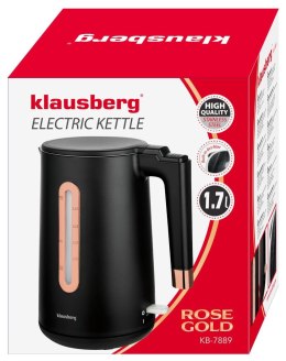 Czajnik elektryczny, kolor czarny/różowe złoto, 1,7l, klausberg, kb-7889