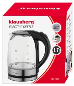 Czajnik elektryczny, szklany, z led, 1,7l, klausberg, kb-7886