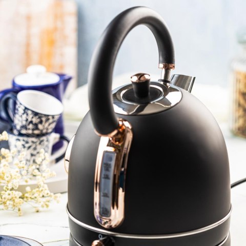 Czajnik elektryczny z termometrem, stal nierdzewna, czarny/rose gold 1,8l, 1850-2200w, klausberg, kb-7905