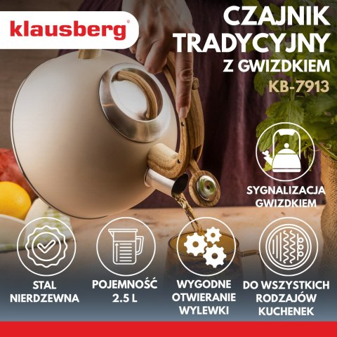 Czajnik tradycyjny 2.5l, bezowy klausberg