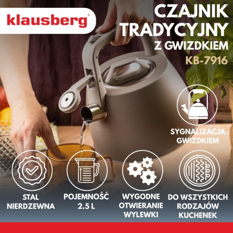 Czajnik tradycyjny 2.5l, szary klausberg