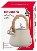 Czajnik z gwizdkiem, stal nierdzewna, beżowy z elementami drewnopodobnymi, 2,8l, klausberg, kb-7919