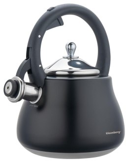 Czajnik z gwizdkiem, stal nierdzewna, czarny ze srebrnymi elementami, 2,8l, klausberg, kb-7918