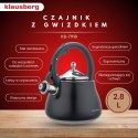 Czajnik z gwizdkiem, stal nierdzewna, czarny ze srebrnymi elementami, 2,8l, klausberg, kb-7918