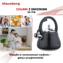 Czajnik z gwizdkiem, stal nierdzewna, czarny ze srebrnymi elementami, 2,8l, klausberg, kb-7918