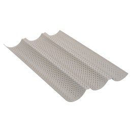Forma do bagietek perforowana, 3 rowki, stal węglowa, powłoka nieprzywierająca, beżowa, 38×24,5 cm, kinghoff, kh-1970