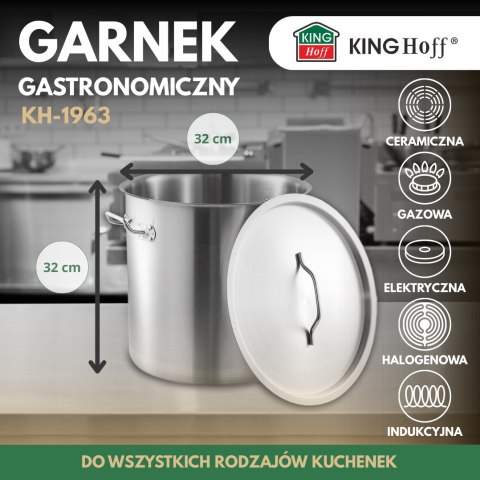 Garnek gastronomiczny, stal nierdzewna, śr.32cm, 25l, kinghoff, kh-1963