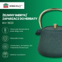 Imbryk żeliwny z sitkiem, emaliowane wnętrze, 1l, zielony z brokatem, złote elementy, kinghoff, kh-1933