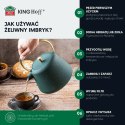 Imbryk żeliwny z sitkiem, emaliowane wnętrze, 1l, zielony z brokatem, złote elementy, kinghoff, kh-1933