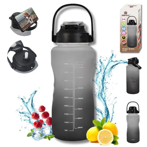 Butelka na wodę 2l, ze słomką, bpa-free, szczelna, kinghoff kh-2009