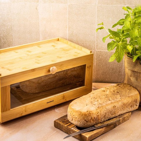 Chlebak bambusowy, akrylowy front, 40×24,5×19cm, klausberg, kb-7924