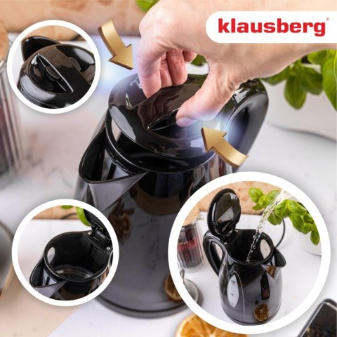 Czajnik elektryczny 1,2 l, czarny, szybkie gotowanie, klausberg