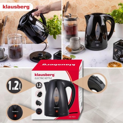 Czajnik elektryczny 1,2 l, czarny, szybkie gotowanie, klausberg