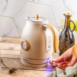 Czajnik elektryczny retro z termometrem, 1,7l, kremowy, stal nierdzewna 304