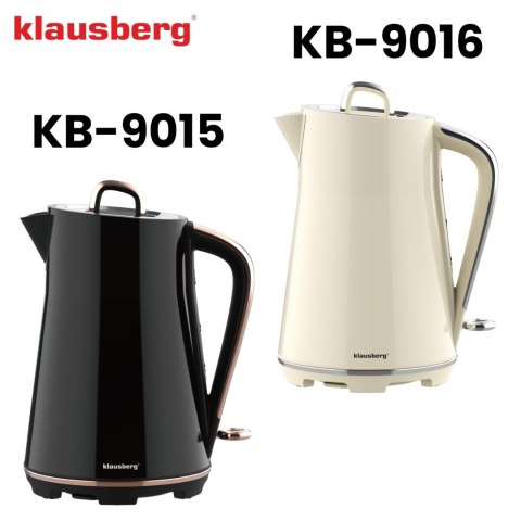 Czajnik elektryczny, stal nierdzewna, czarny, 1,7l, 1850-2200w, klausberg, kb-9015