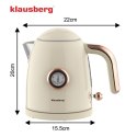 Czajnik elektryczny z termometrem, stal nierdzewna, kremowy, 1,0l, 1200w, klausberg, kb-9018