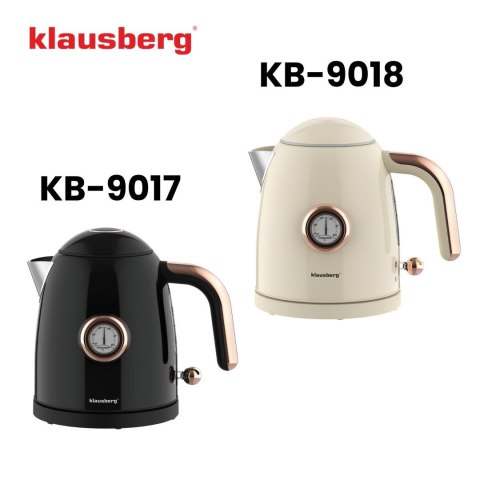 Czajnik elektryczny z termometrem, stal nierdzewna, kremowy, 1,0l, 1200w, klausberg, kb-9018