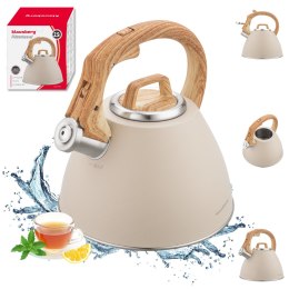 Czajnik stalowy 2,5 l beżowy z uchwytem drewnopodobnym, klausberg kb-7954