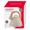 Czajnik stalowy 2,5 l beżowy z uchwytem drewnopodobnym, klausberg kb-7954