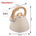 Czajnik stalowy 2,5 l beżowy z uchwytem drewnopodobnym, klausberg kb-7954