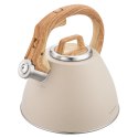 Czajnik stalowy 2,5 l beżowy z uchwytem drewnopodobnym, klausberg kb-7954