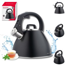 Czajnik stalowy 2,5 l czarny mat z uchwytem soft-touch, klausberg kb-7952