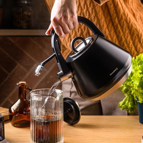 Czajnik stalowy z gwizdkiem 2,5 l czarny mat, klausberg kb-7948