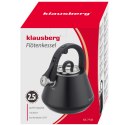 Czajnik stalowy z gwizdkiem 2,5 l czarny mat, klausberg kb-7948