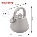 Czajnik stalowy z gwizdkiem 2,5 l szary mat, indukcja, klausberg kb-7949