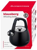 Czajnik ze stali nierdzewnej z gwizdkiem, czarny, pojemność 2,5l, klausberg, kb-7774