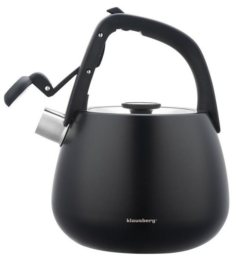 Czajnik ze stali nierdzewnej z gwizdkiem, czarny, pojemność 2,5l, klausberg, kb-7774
