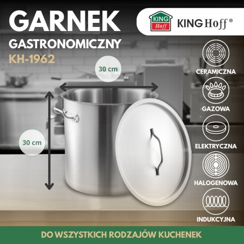 Garnek gastronomiczny, stal nierdzewna, śr.30cm, 21l, kinghoff, kh-1962