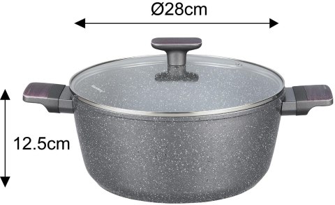 Garnki w zestawie, 12 elementów, z powłoką nieprzywieralną, szare z drewnianymi uchwytami, klausberg, kb-7832