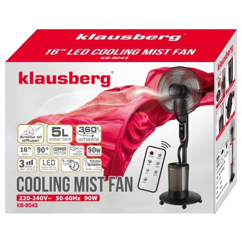 Wentylator mgiełkowy z nawilżaczem, led, z pilotem, klausberg, kb-9043