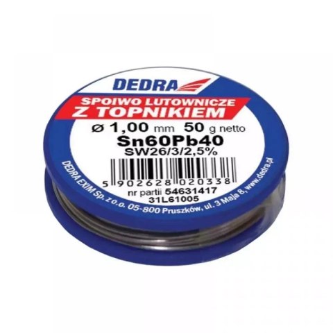 Lut z topnikiem, 1.0mm, 50g, 60%sn, pb40sn60