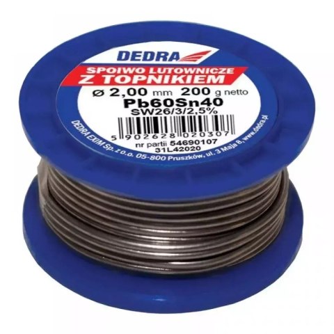 Lut z topnikiem, 2.0mm, 200g, 40%sn, pb60sn40